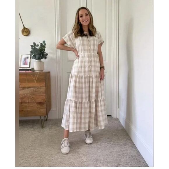Madewell Button-Front Tiered Midi Dress in Undyed Gingham Edition (XL) - Picture 7 of 7